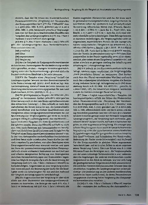 Vorschauseite 5: Zum Personalvertretungsrecht Vergütung für die Tätigkeit als Vorsitzender einer Einigungsstelle.