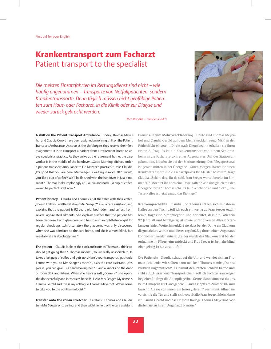 Vorschauseite 1: Krankentransport zum Facharzt – Patient transport to the specialist