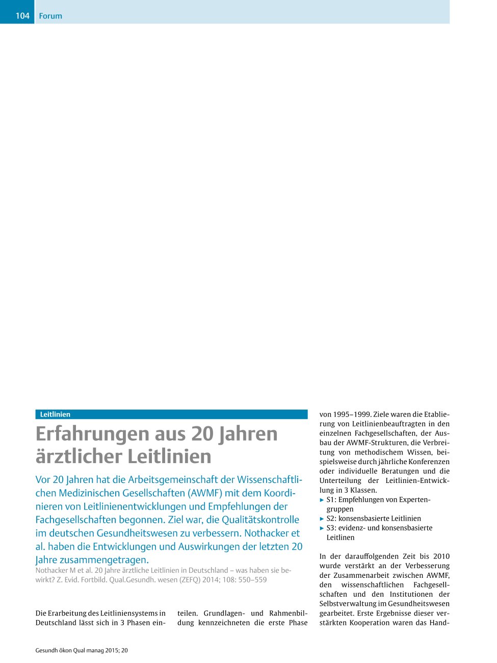 Vorschauseite 1: Leitlinien ? Erfahrungen aus 20 Jahren ärztlicher Leitlinien