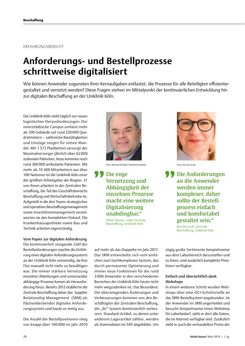 Vorschauseite 1: Erfahrungsbericht: Anforderungsund Bestellprozesse schrittweise digitalisiert