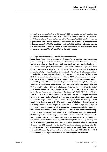 Vorschauseite 2: Digitale Barrierefreiheit im Kontext von OER exemplarisch anhand des InDiGo-Projekts