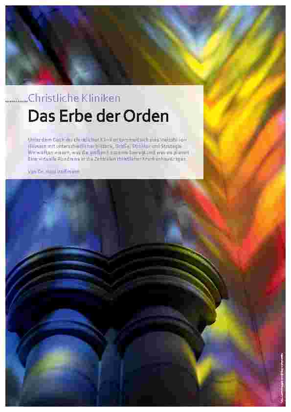 Vorschauseite 1: Christliche Kliniken: Das Erbe der Orden