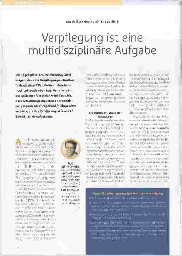 Vorschauseite 1: Verpflegung ist eine multidisziplinäre Aufgabe.
