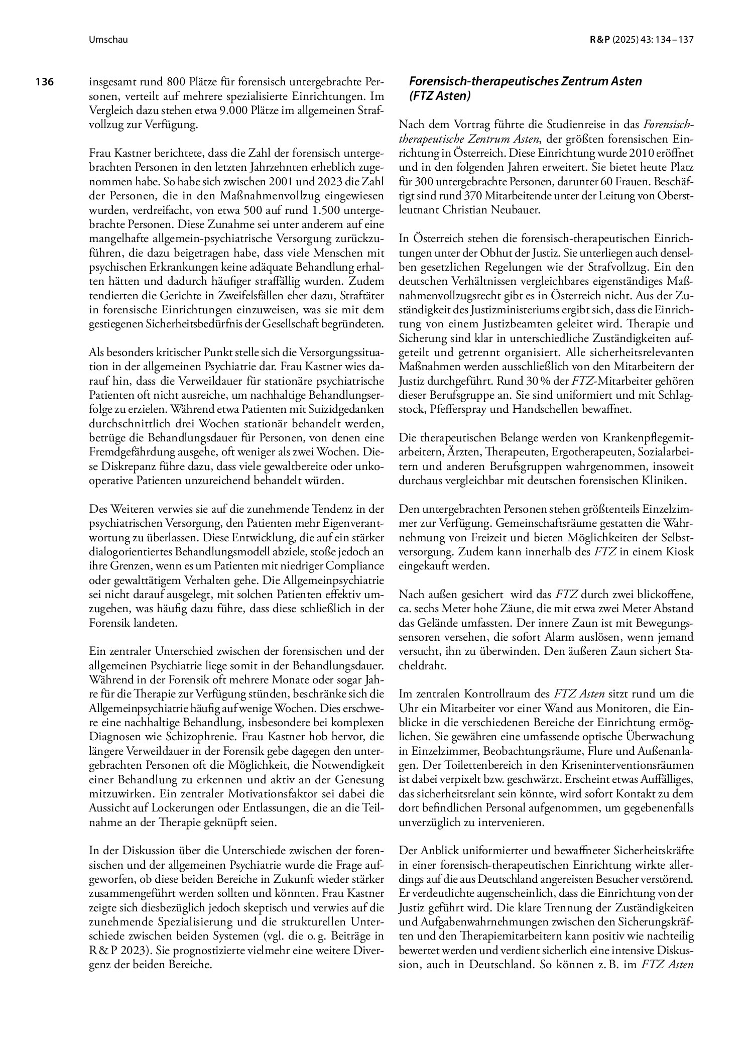 Vorschauseite 3: Die Versorgung psychisch erkrankter und schuldunfähiger Rechtsbrecher in Österreich – Ein Erfahrungsbericht nach einer Studienreise