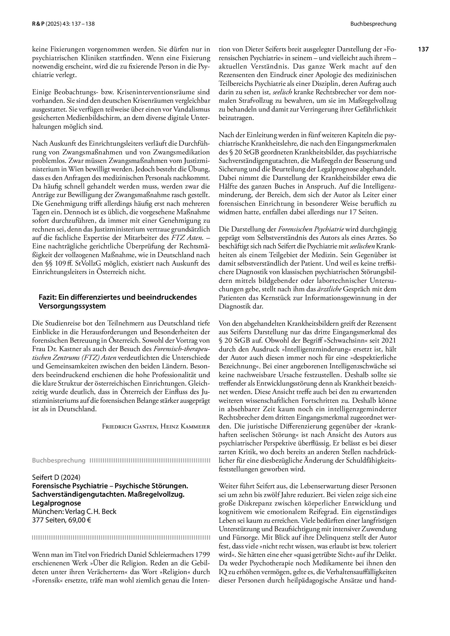 Vorschauseite 4: Die Versorgung psychisch erkrankter und schuldunfähiger Rechtsbrecher in Österreich – Ein Erfahrungsbericht nach einer Studienreise