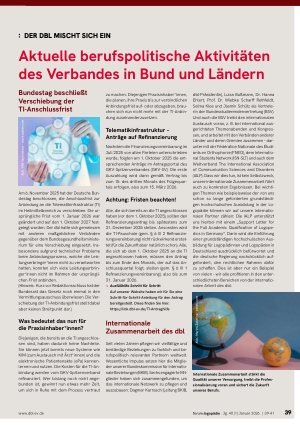 Vorschauseite 1: Aktuelle berufspolitische Aktivitäten des Verbandes in Bund und Ländern