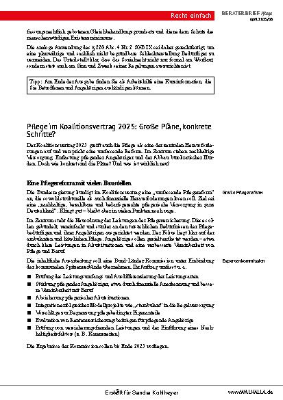 Vorschauseite 3: Beraterbrief Pflege Heft 8-2025