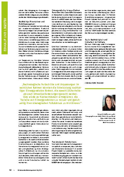 Vorschauseite 3: Einund Mehrwegprodukte: Quo vadis? Wie sich Umweltschutz und Patientensicherheit vereinbaren lassen.