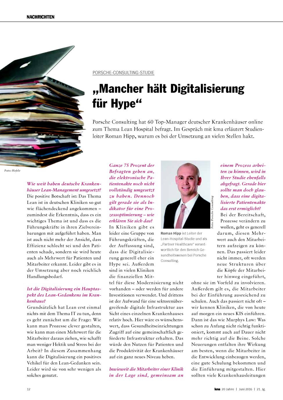 Vorschauseite 1: Porsche-Consulting-Studie: „Mancher hält Digitalisierung für Hype“