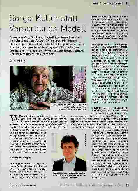 Vorschauseite 1: Sorge-Kultur statt Versorgungs-Modell