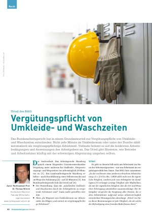 Vorschauseite 1: Urteil des BAG Vergütungspflicht von Umkleideund Waschzeiten