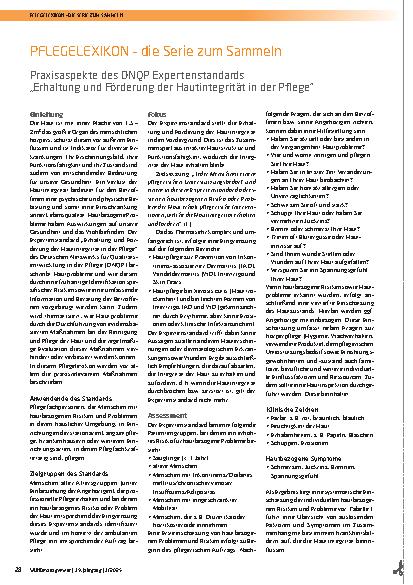 Vorschauseite 1: Praxisaspekte des DNQP Expertenstandards „Erhaltung und Förderung der Hautintegrität in der Pflege“