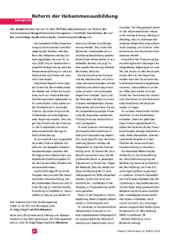 Vorschauseite 1: Reform der Hebammenausbildung