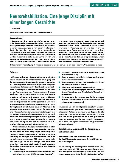 Vorschauseite 1: Neurorehabilitation: Eine junge Disziplin mit einer langen Geschichte