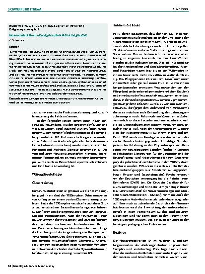 Vorschauseite 6: Neurorehabilitation: Eine junge Disziplin mit einer langen Geschichte
