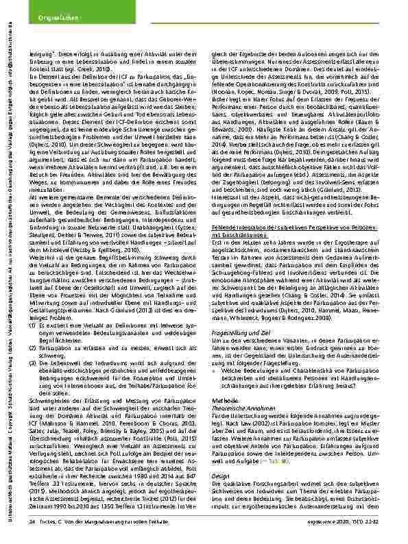 Vorschauseite 3: Von der Marginalisierung zur vollen Teilhabe – ein reflektierender Blick auf Partizipation durch die Brille von Personen mit Handlungseinschränkungen