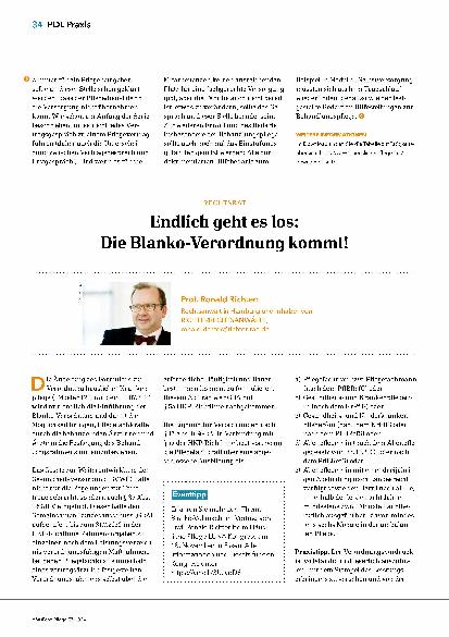 Vorschauseite 1: Endlich geht es los: Die Blanko-Verordnung kommt!