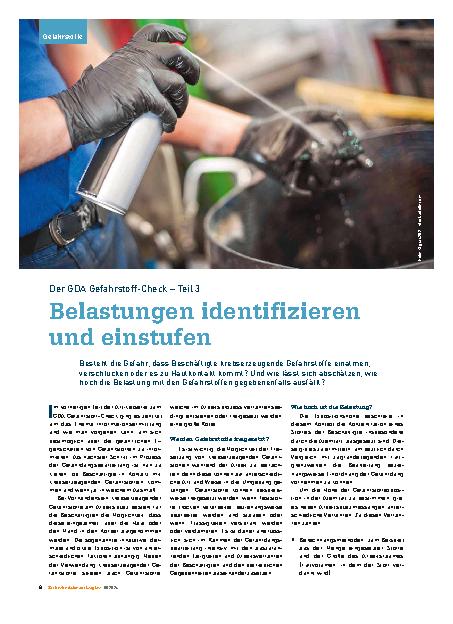 Vorschauseite 1: Der GDA Gefahrstoff-Check – Teil 3: Belastungen identifizieren und einstufen
