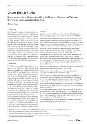 Vorschauseite 1: Vision ThULB-Suche Nutzendenzentrierte Weiterentwicklung des Discovery-Systems der Thüringer Universitätsund Landesbibliothek Jena