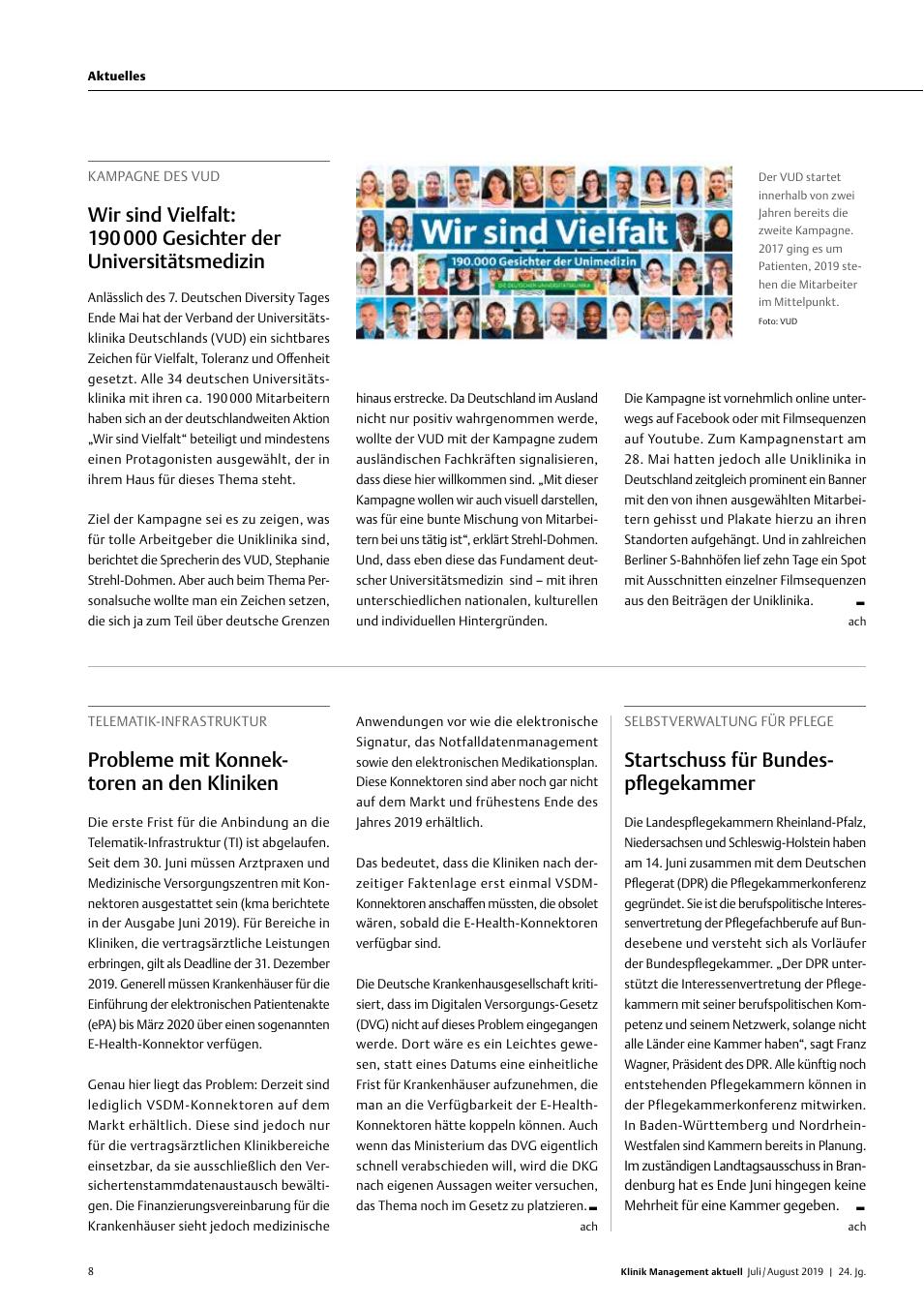 Vorschauseite 1: Selbstverwaltung für Pflege: Startschuss für Bundespflegekammer