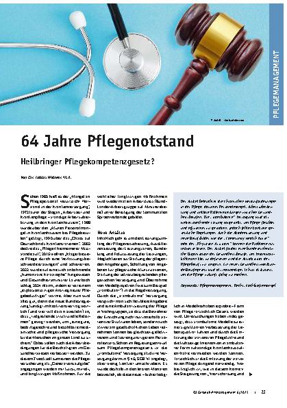 Vorschauseite 1: 64 Jahre Pflegenotstand Heilbringer Pflegekompetenzgesetz?