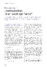 Vorschauseite 1: Bilanzgespräch „Verlässlichkeit ist ein wichtiger Faktor“