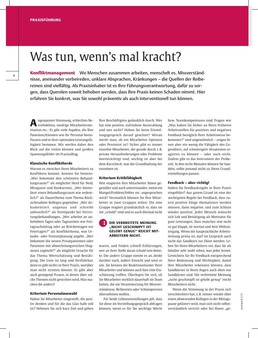 Vorschauseite 1: Konfliktmanagement ? Was tun, wenn?s mal kracht?