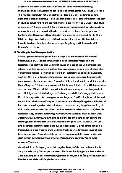 Vorschauseite 4: Prüfpflichten beim Handel mit Medizinprodukten – Anmerkung zu BGH, EuGH-Vorlage v. 21.12.2023 – I ZR 17/23, MPR 2024, 79 (Trockenluftkompressor)