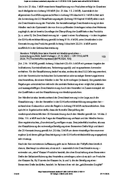 Vorschauseite 5: Prüfpflichten beim Handel mit Medizinprodukten – Anmerkung zu BGH, EuGH-Vorlage v. 21.12.2023 – I ZR 17/23, MPR 2024, 79 (Trockenluftkompressor)