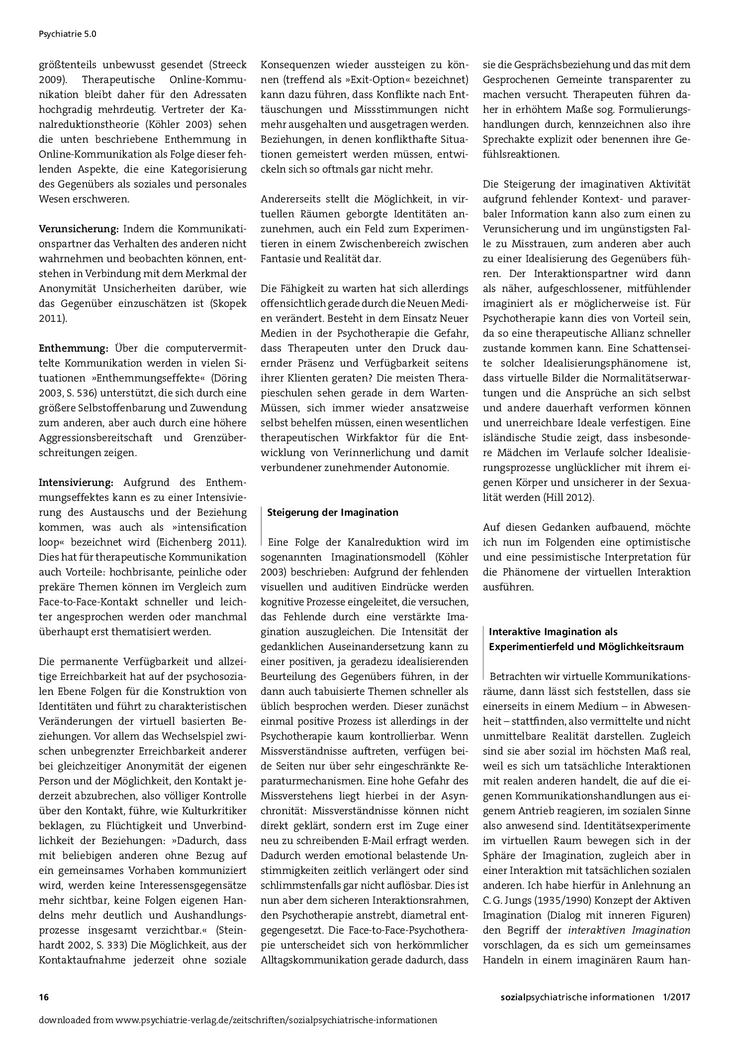 Vorschauseite 2: Die virtuelle therapeutische Beziehung. Ein kritischer Blick auf die Nutzung Neuer Medien in der Psychotherapie