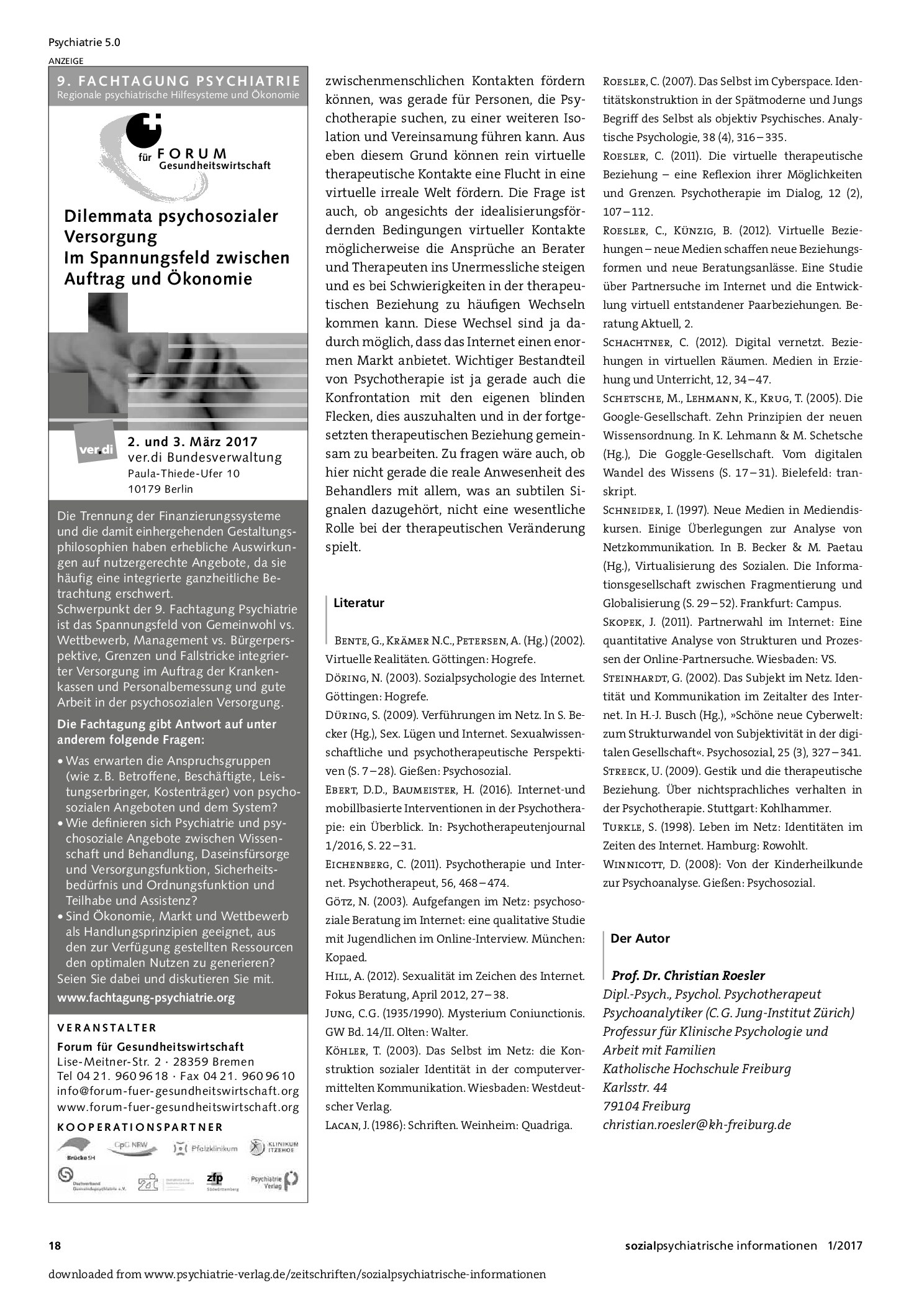 Vorschauseite 4: Die virtuelle therapeutische Beziehung. Ein kritischer Blick auf die Nutzung Neuer Medien in der Psychotherapie