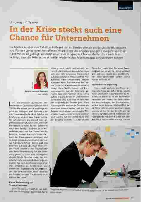 Vorschauseite 1: Umgang mit Trauer: In der Krise steckt auch eine Chance für Unternehmen