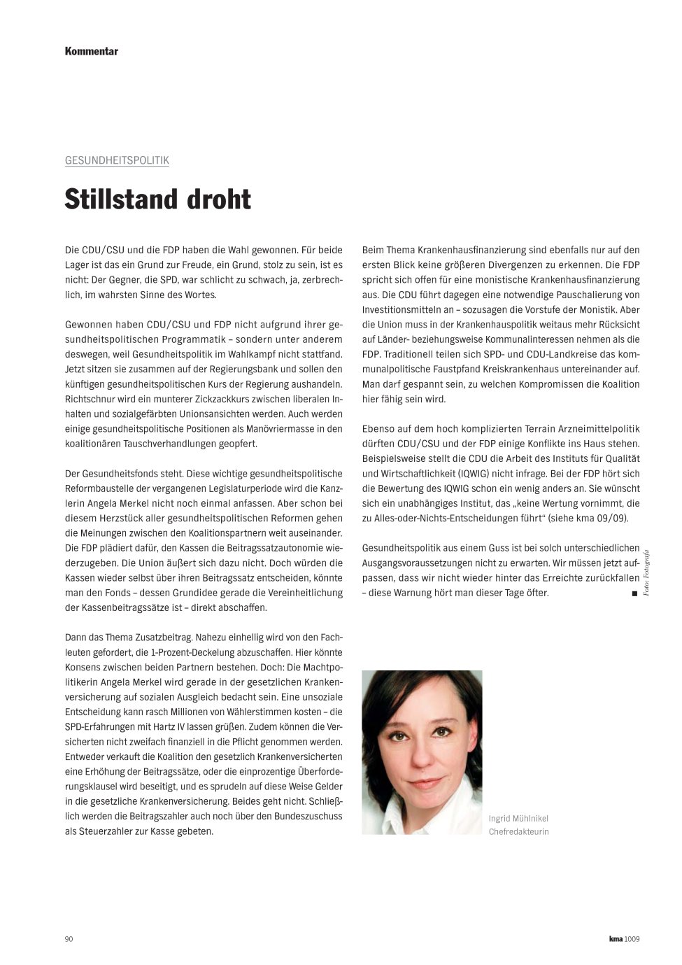 Vorschauseite 1: Stillstand droht