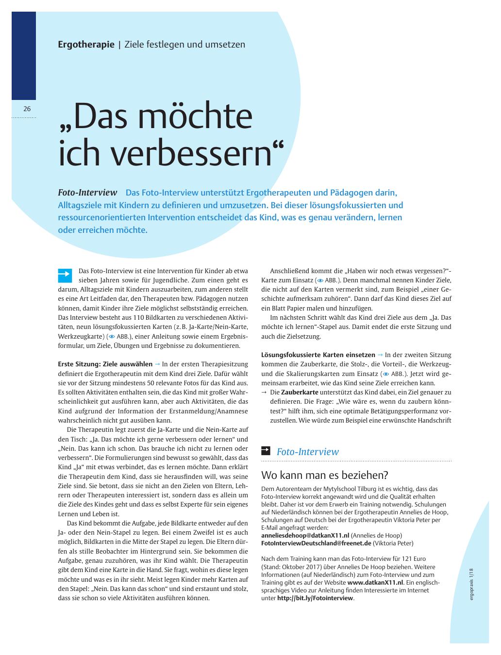 Vorschauseite 1: Foto-Interview ? ?Das möchte ich verbessern?