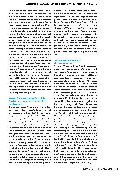 Vorschauseite 2: "Rentnerdemokratie", Transformationsprozesse und Repräsentationskrisen von Demokratien