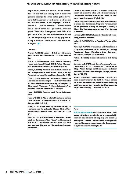 Vorschauseite 5: "Rentnerdemokratie", Transformationsprozesse und Repräsentationskrisen von Demokratien