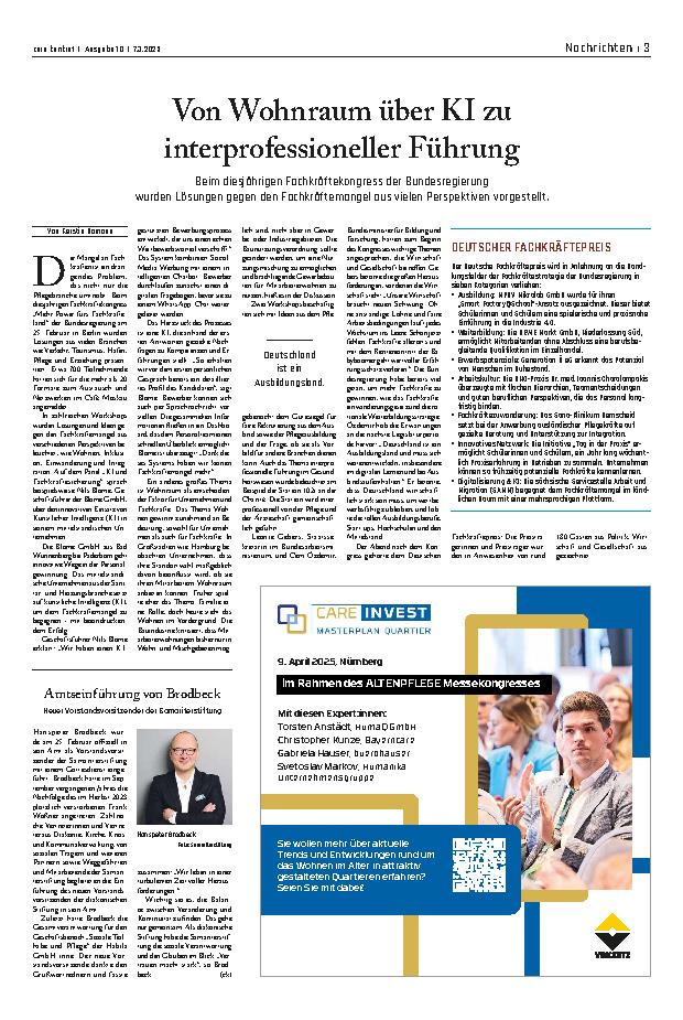 Vorschauseite 1: Von Wohnraum über KI zu interprofessioneller Führung