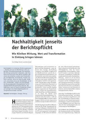 Vorschauseite 1: Nachhaltigkeit jenseits der Berichtspflicht Wie Kliniken Wirkung, Wert und Transformation in Einklang bringen können
