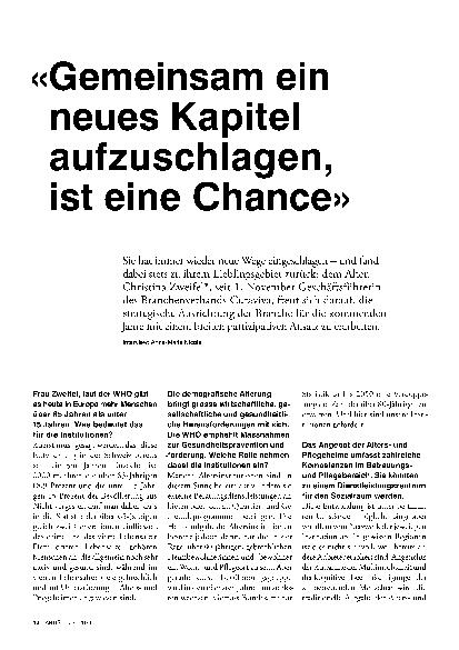 Vorschauseite 1: "«Gemeinsam ein neues Kapitel aufzuschlagen, ist eine Chance»" - no spelling mistakes.
