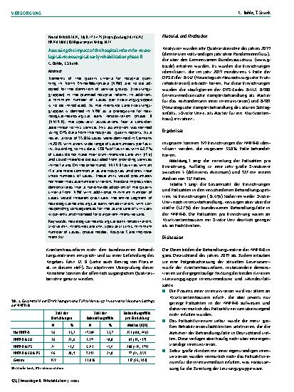 Vorschauseite 2: Folgenabschätzung der Krankenhausreform für die Neurologisch-Neurochirurgische Frührehabilitation Phase B