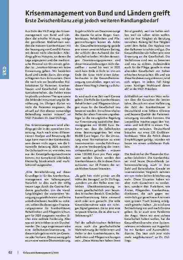 Vorschauseite 2: Schrittweise Lockerung ist ein wichtiges Signal für die Kliniken. Auch planbare Operationen dürfen nicht weiter verschoben werden.
