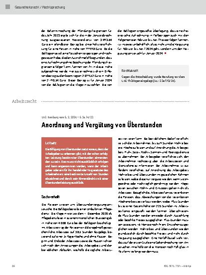 Vorschauseite 1: Anordnung und Vergütung von Überstunden