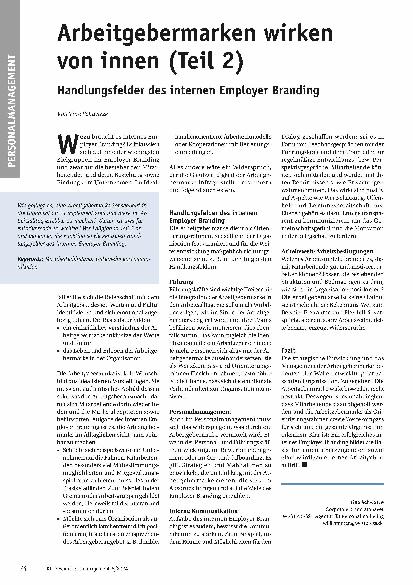 Vorschauseite 1: Arbeitgebermarken wirken von innen (Teil 2) Handlungsfelder des internen Employer Branding