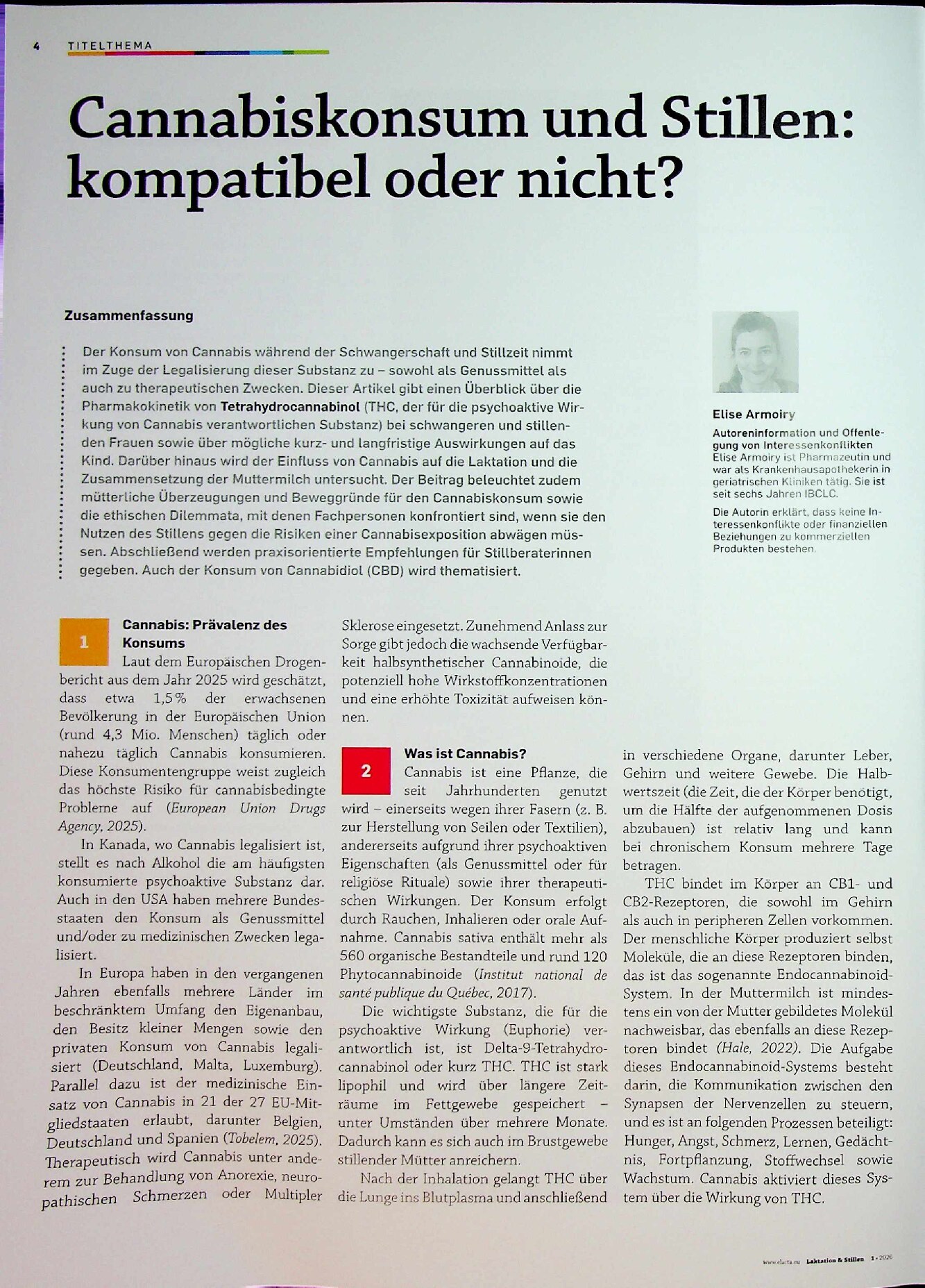 Vorschauseite 1: Cannabiskonsum und Stillen: kompatibel oder nicht?