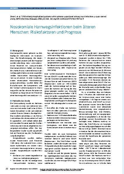 Vorschauseite 1: Nosokomiale Harnwegsinfektionen beim älteren Menschen: Risikofaktoren und Prognose