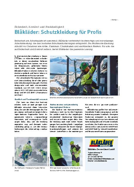 Vorschauseite 1: Sicherheit, Komfort und Nachhaltigkeit Blåkläder: Schutzkleidung für Profis