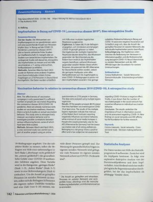 Vorschauseite 3: Impfverhalten in Bezug auf COVID-19 („Coronavirus disease 2019") Eine retrospektive Studie