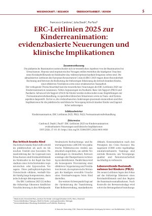 Vorschauseite 1: ERC-Leitlinien 2025 zur Kinderreanimation: evidenzbasierte Neuerungen und klinische Implikationen
