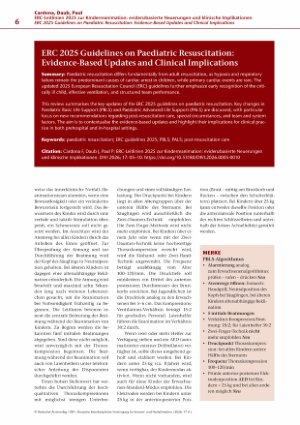 Vorschauseite 2: ERC-Leitlinien 2025 zur Kinderreanimation: evidenzbasierte Neuerungen und klinische Implikationen