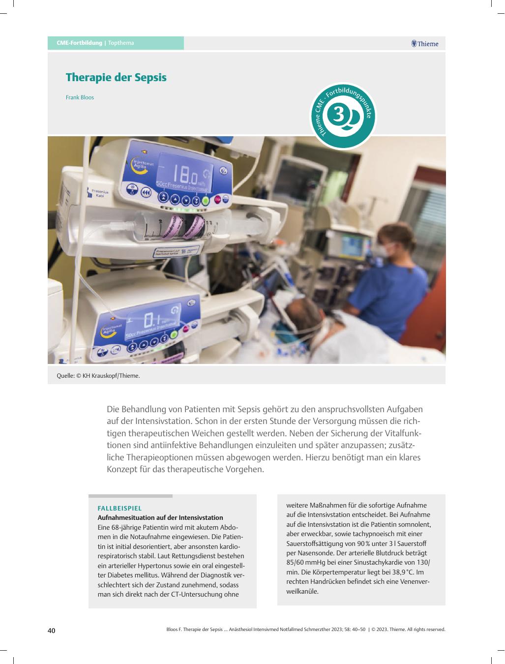 Vorschauseite 1: Therapie der Sepsis